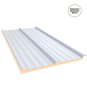 Azulejo sándwich térmico Isotelha trapezoidal con parte superior de acero blanco y revestimiento de acero inferior de tipo blanco