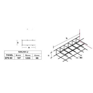 Malha de Reforço em U para Paredes Perpendiculares (P/ Monolit) 2,5mm - 187x96x187x1235mm