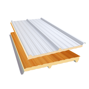 Isotelha Trapezoidal Térmica Sanduíche Branco Neve com Forro Amadeirado Clara – núcleo em PIR 30 mm