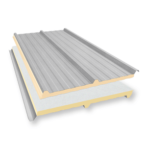 Telha Trapezoidal Confort Térmica SEM FORRO Cor de Galvalume Natural – núcleo em PIR 20 mm