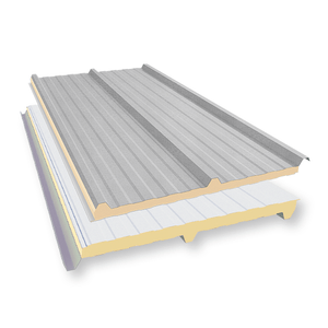 Telha Trapezoidal Confort Térmica - Aço Galvalume Natural com Forro Branco Neve - Núcleo em PIR 20 mm