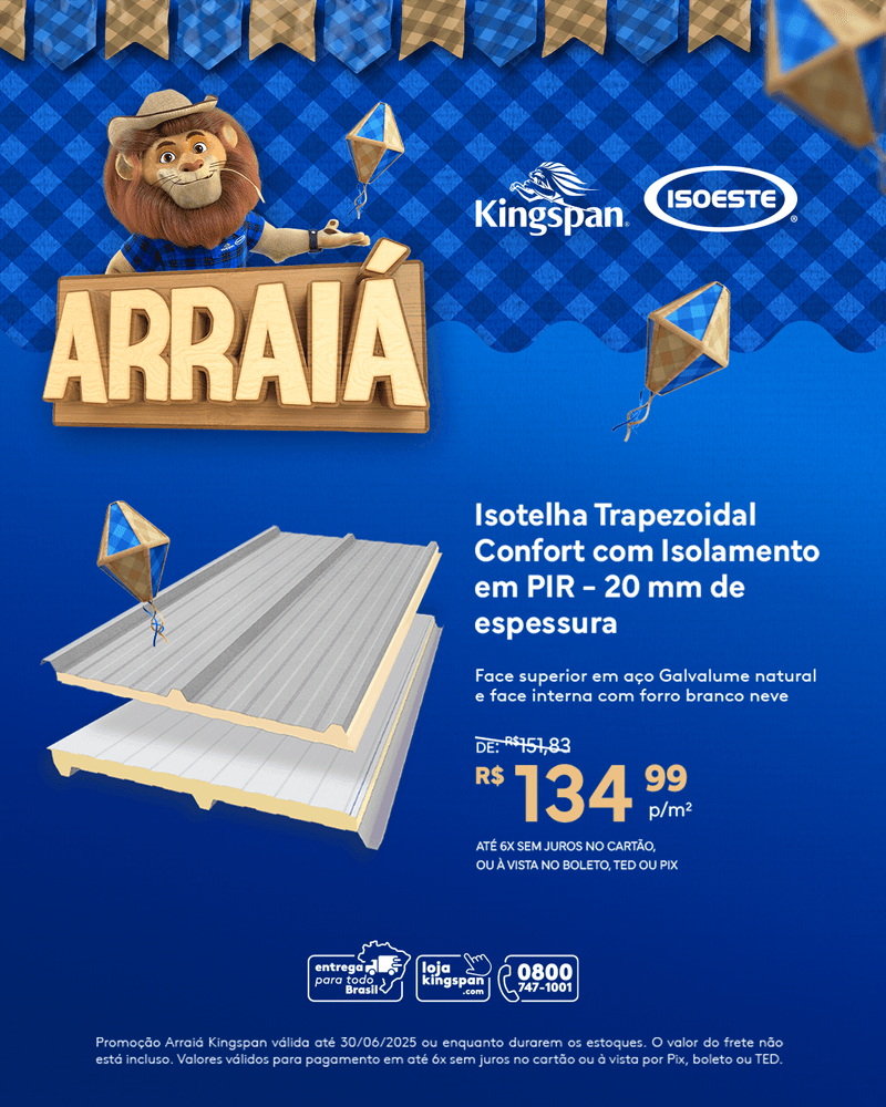 02 Isotelha Trapezoidal Confort com Isolamento em PIR - 20MM de Espessura - galva-9003
