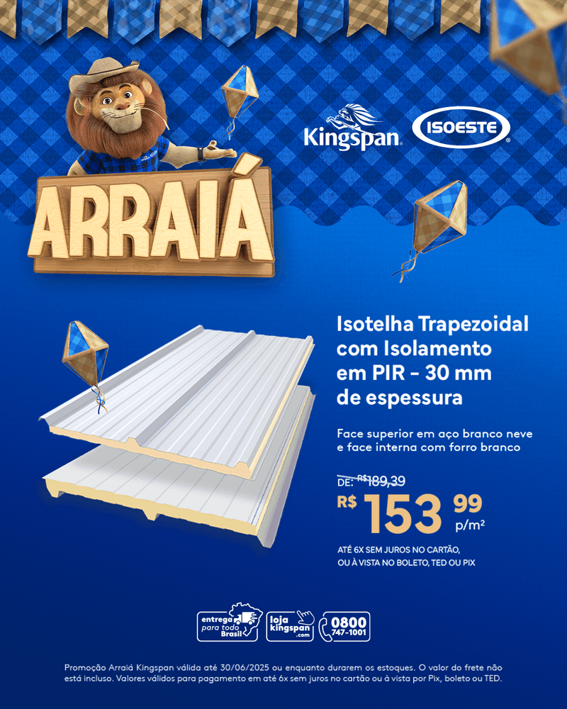 05 Isotelha Sanduiche Trapezoidal com Isolamento em PIR - 30MM de Espessura - 9003-9003