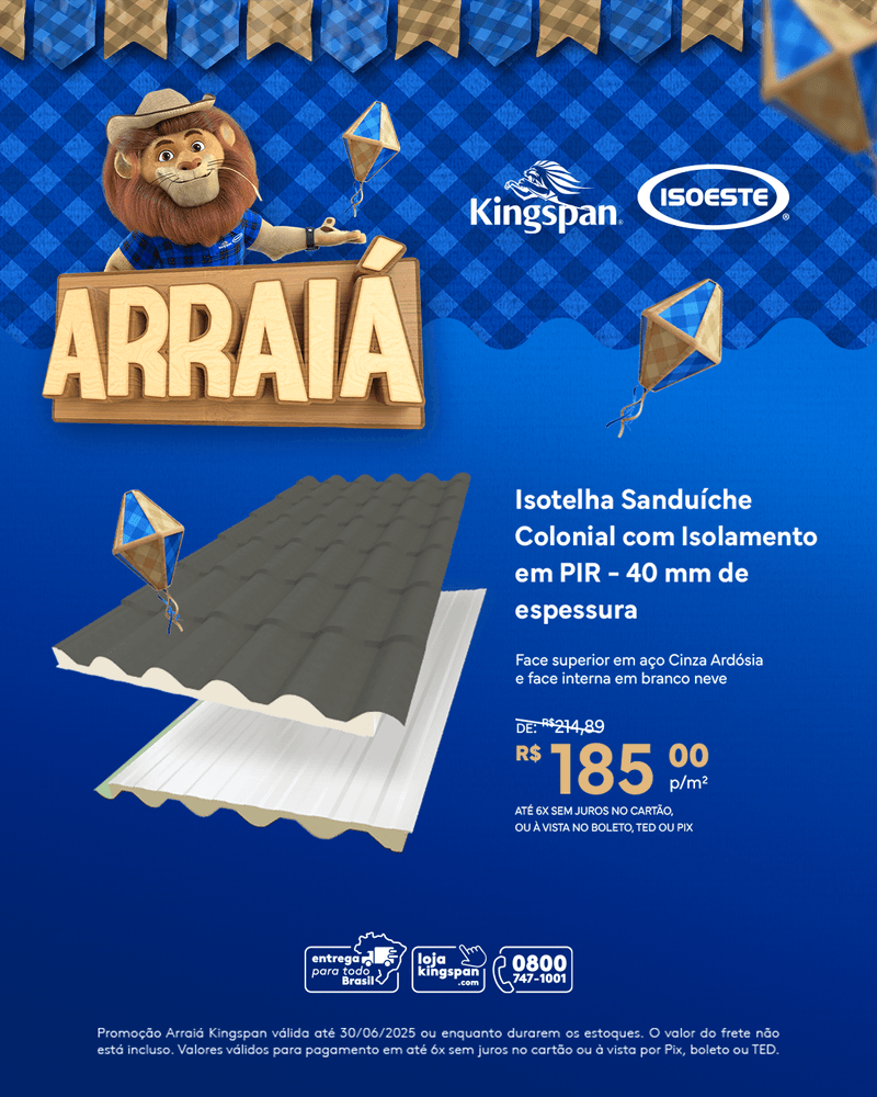 09 Isotelha Sanduiche Colonial com Isolamento em PIR - 40MM de Espessura - Cinza Ardosia -9003