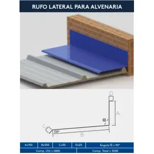 Rufo Lateral Para Alvenaria Isotelha Trapezoidal - Peça com 3 metros