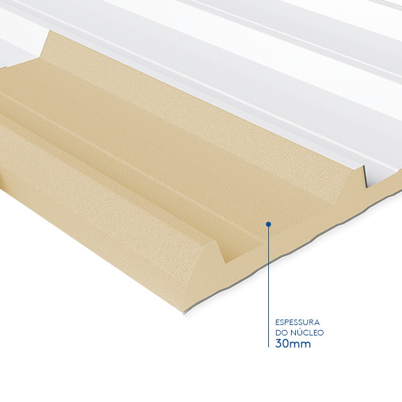 TelhaTrapezoidalTermicaSemiSanduicheBrancoNevenucleoemPIR30mm